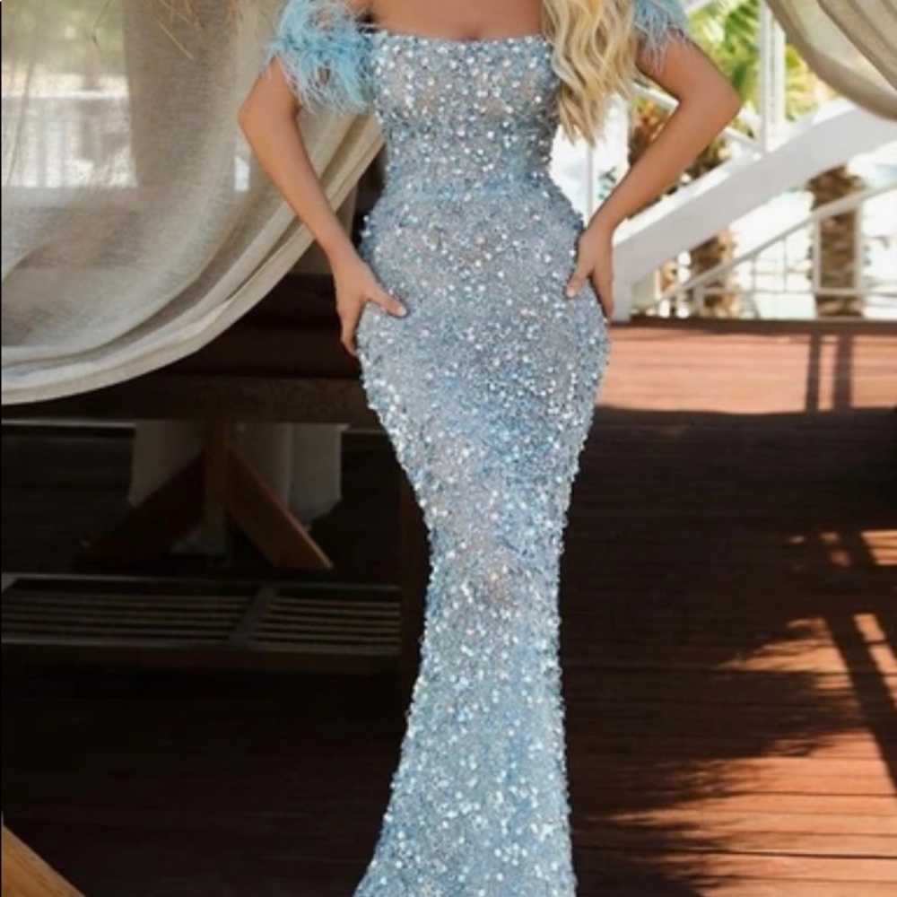 Light Blue sequin and beaded dress